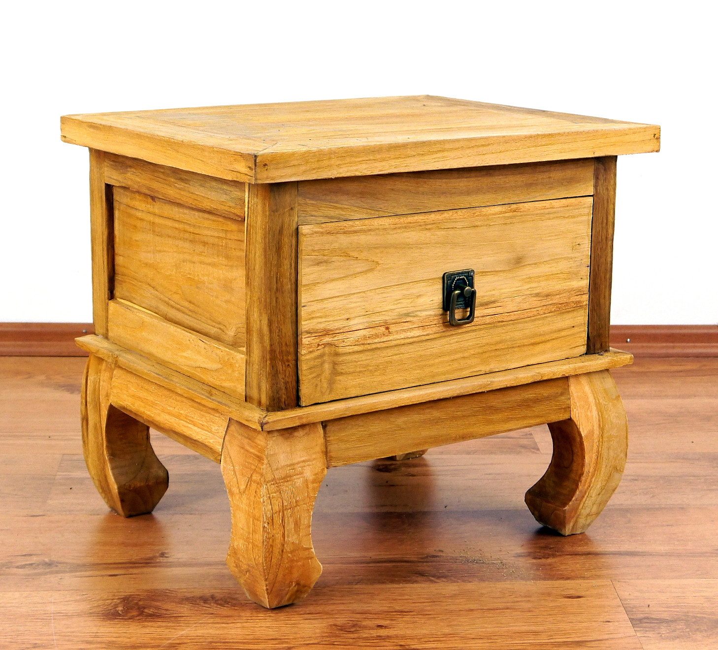 livasia Nachttisch Nachtschrank mit Schublade aus Java, Teakholz,45x35x40cm