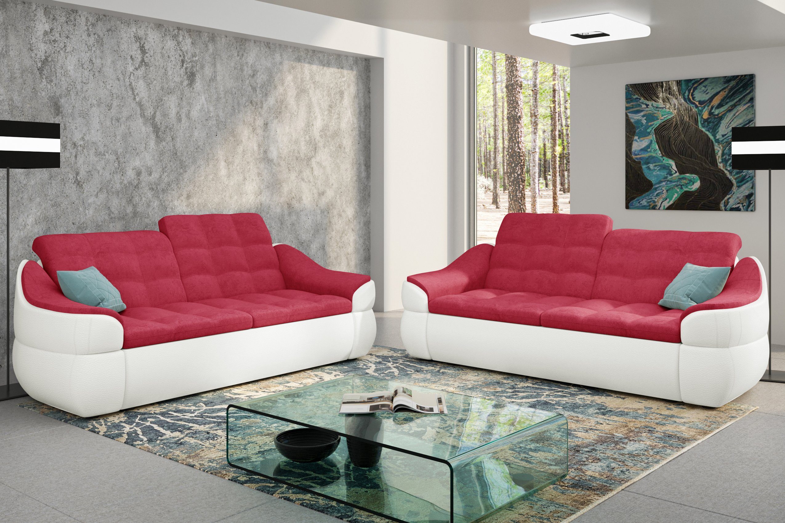 Stylefy Polstergarnitur Alisa, (Set (2-tlg), bestehend aus 2x2-Sitzer Sofa, Modern Design, made in Europa