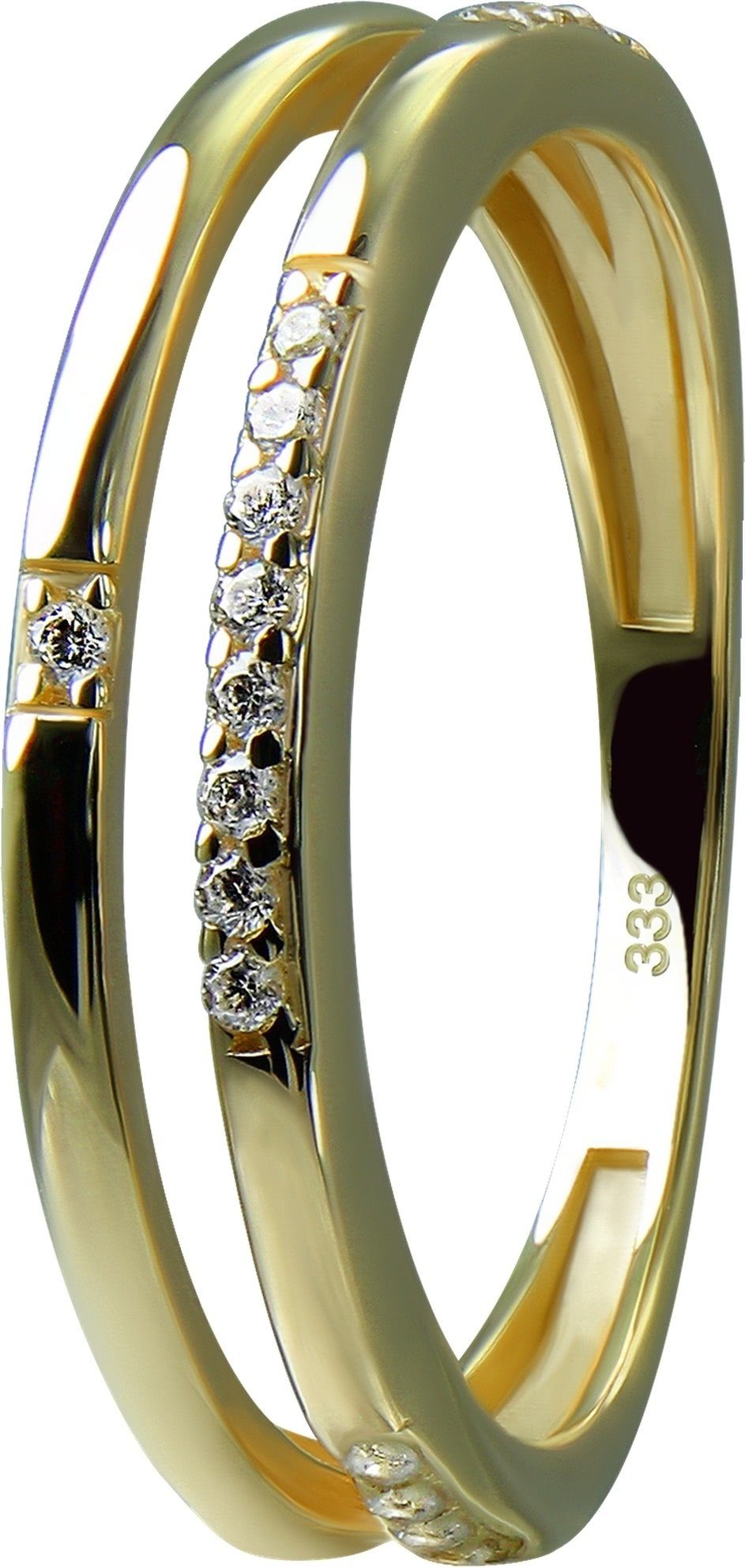 GoldDream Goldring GoldDream Gold Ring Double Gr.56 (Fingerring), Damen Ring Double 333 Gelbgold - 8 Karat, Farbe: gold, weiß