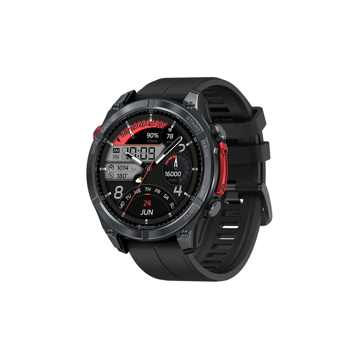 Zeblaze Zeblaze Stratos 4 Smartwatch AMOLED GPS Schwarz Smartwatch, 1-tlg.