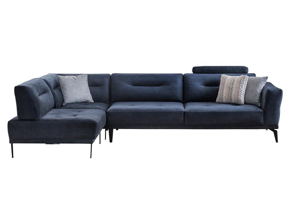 Xlmoebel Ecksofa Wohnzimmer Ecksofa in Dunkelblau mit L-Form aus Stoff im modernen, Hergestellt in Europa