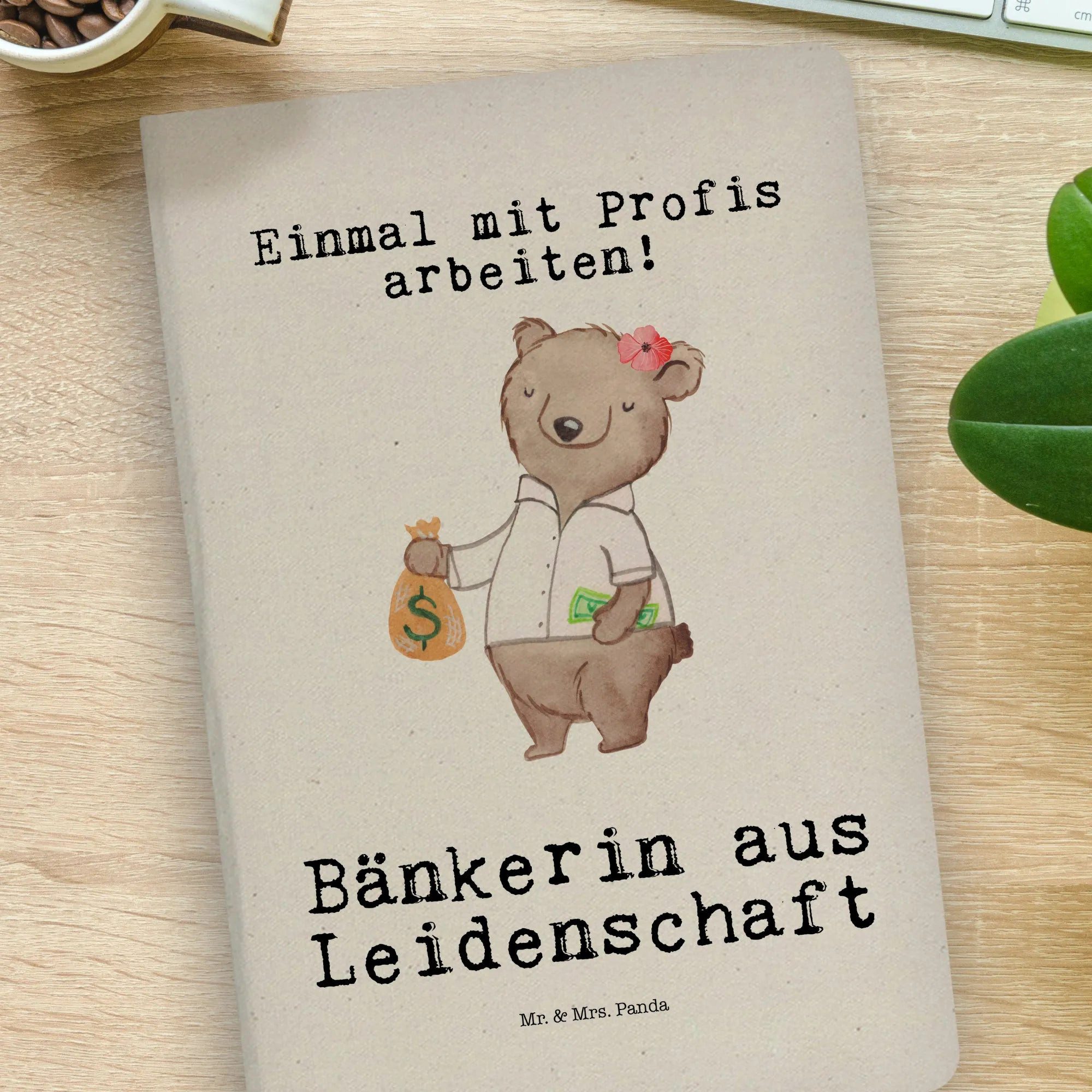 Thumbnail - Mr. & Mrs. Panda Notizbuch Bänkerin Leidenschaft - Transparent - Geschenk, Bankangestellte, DIN Mr. & Mrs. Panda, Langle...