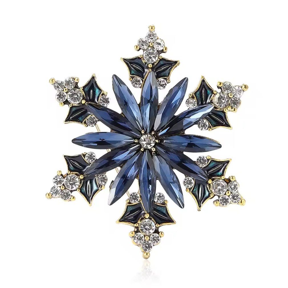 Dark-Desires Brosche Vintage Brosche Damen "Kleine blaue Schneeflocke" Winterbrosche, Damen Brosche vintage Accesssoire retro Anstecknadel