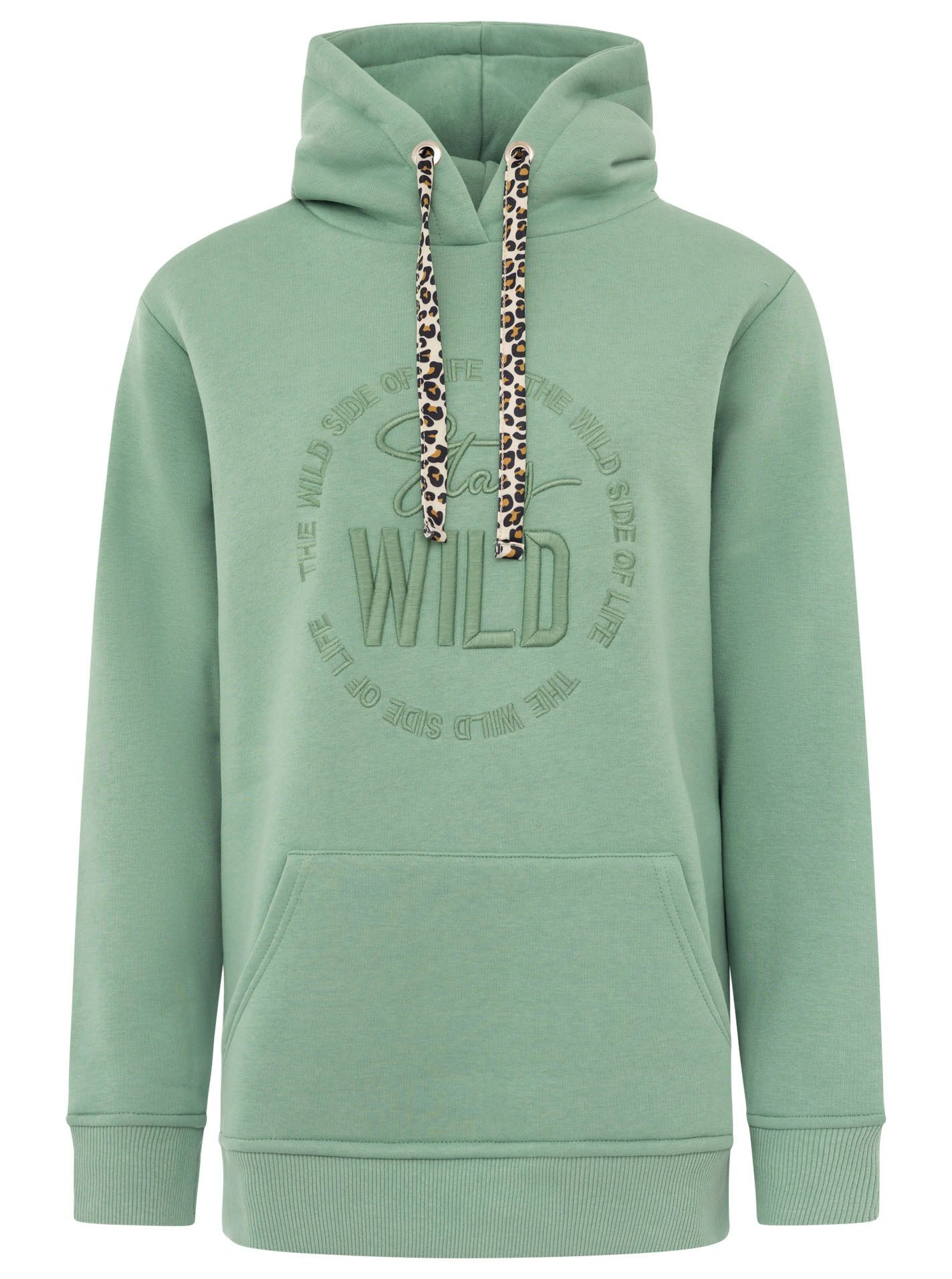 Zwillingsherz Hoodie "Nelina" mit Leo Band und schlichter Stickerei "Stay Wild", Kapuze