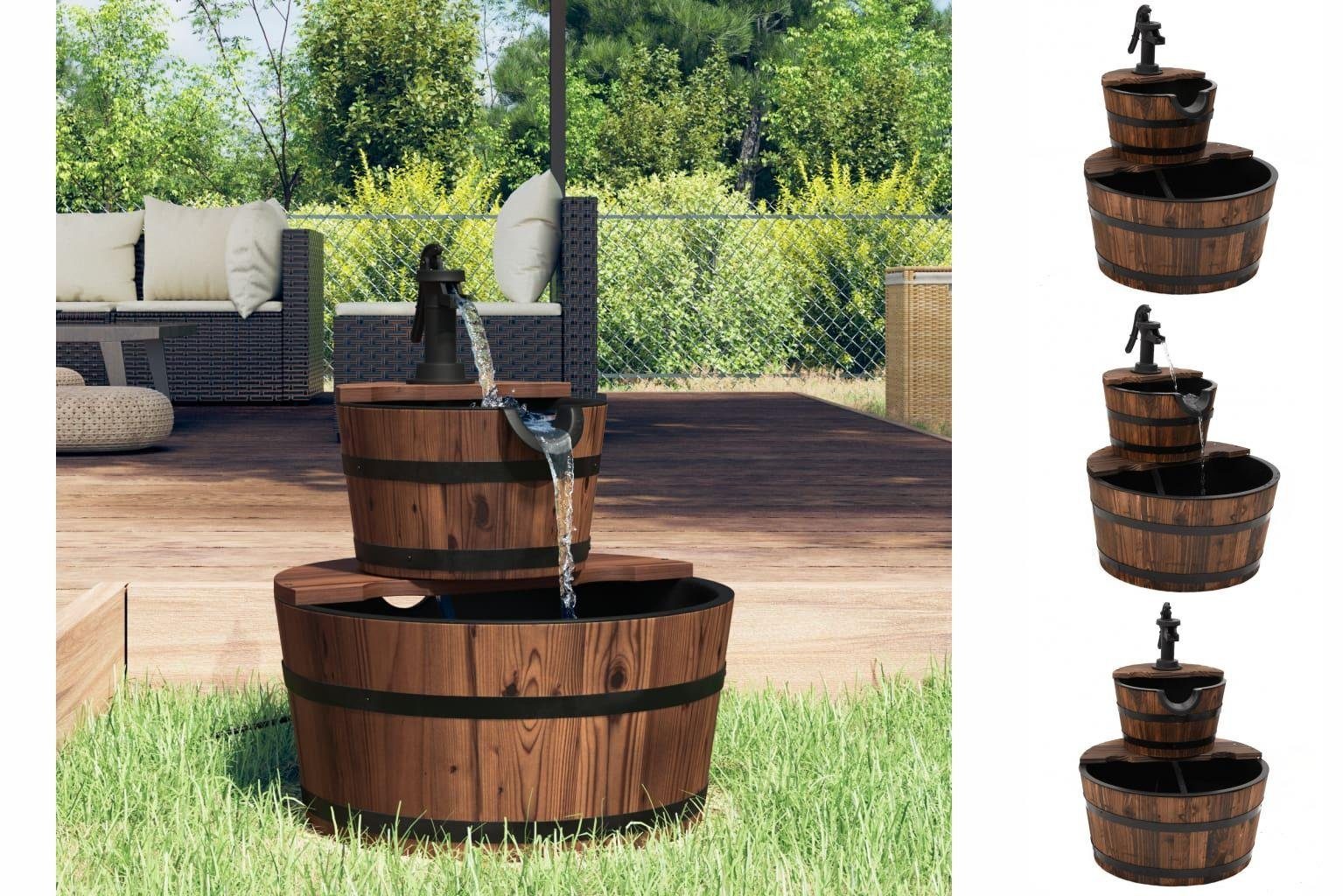 vidaXL Gartenbrunnen Gartenbrunnen mit Pumpe 44,5x44,5x58 cm Massivholz