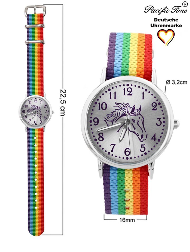 Pacific Armbanduhr Versand Match Gratis Kinder Design Wechselarmband, Quarzuhr Regenbogen Mix Pferd Time - und violett