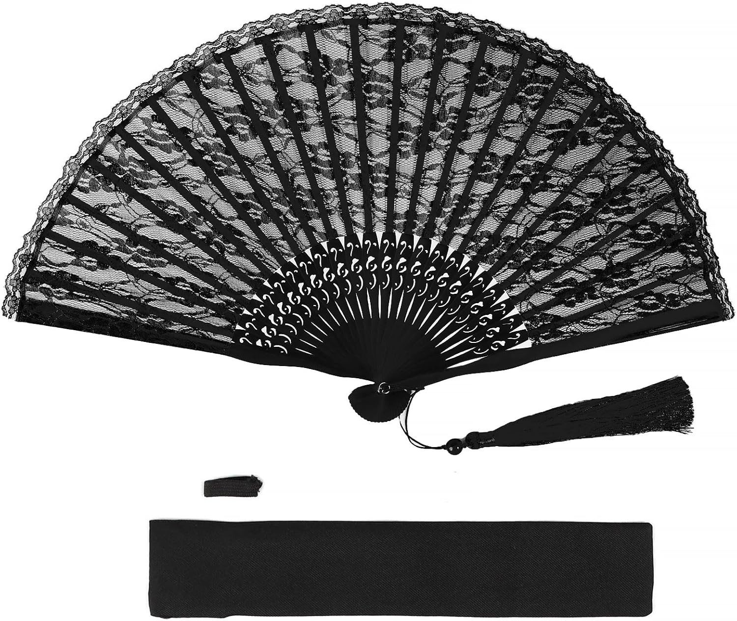 FELIXLEO Handfächer Lace Fan with Tassel Vintage Fan Lace Folding Fan Hand Fan, (1-tlg)