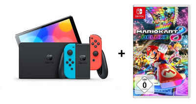Nintendo Nintendo Konsole OLED Blau/Rot + Mario Kart 8 Deluxe Spiel (Bundle, inkl. Joy-Con)