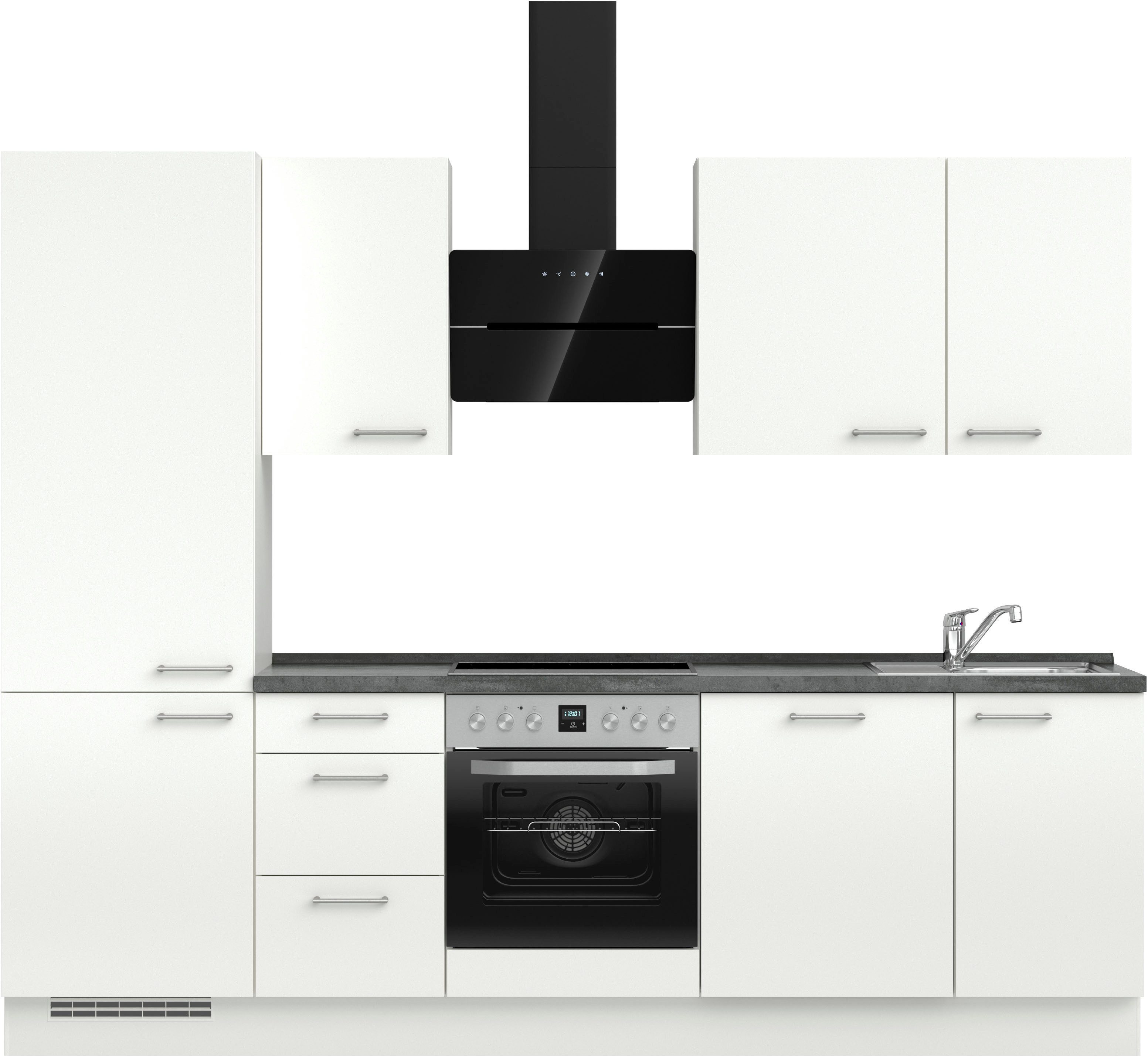 nobilia® Küchenzeile "Laser II", Ausrichtung wählbar, Breite 270 cm, vormontiert, wahlw. mit unterschiedlichen E-Geräten-Sets