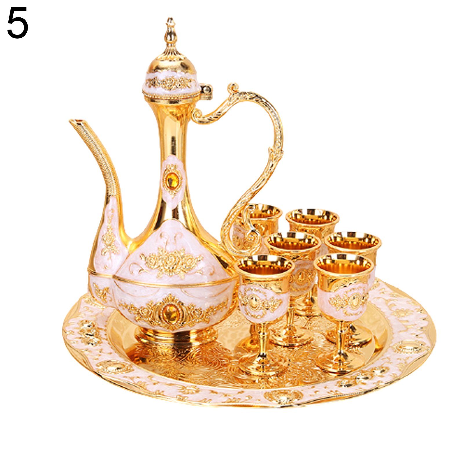 Tasse Tray 4 Rutaqian Kettle 8 Stück Vintage Wein Metall Cup Europäische Kit