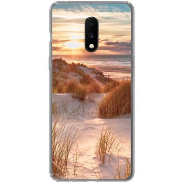 MuchoWow Handyhülle Düne - Pflanzen - Sonnenuntergang - Strand - Meer, Phone Case, Handyhülle OnePlus 7, Silikon, Schutzhülle