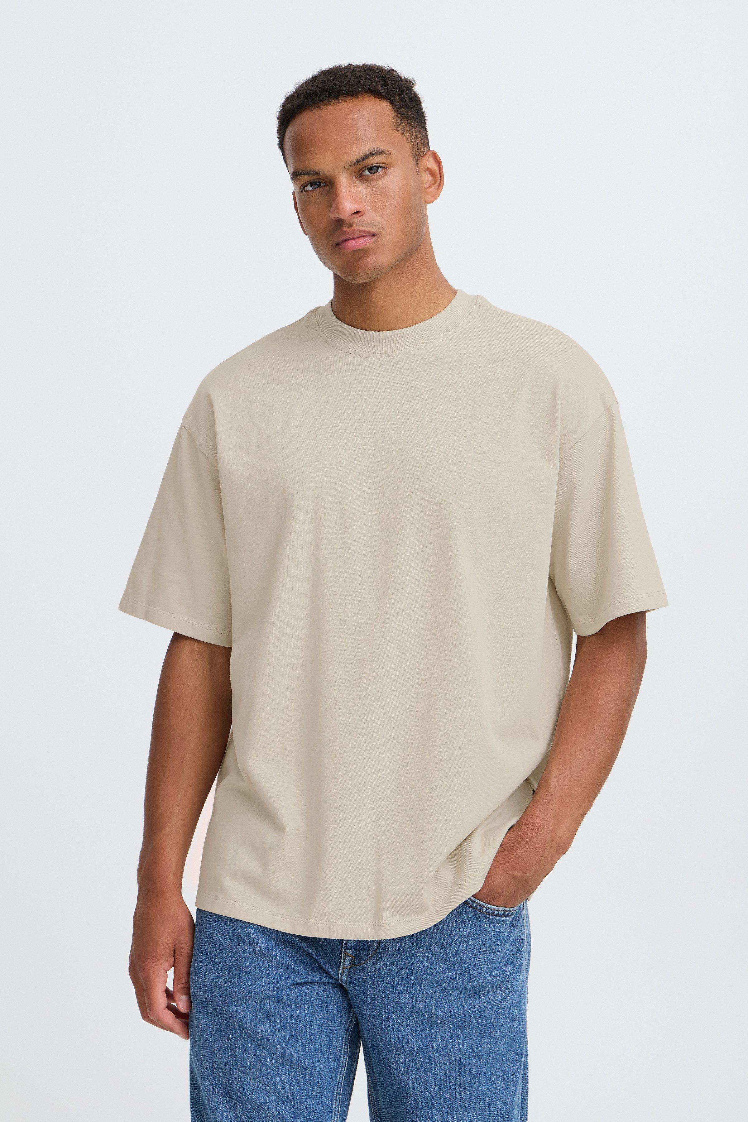 Blend Rundhalsshirt BHLUCIUS S/S WASH PRINT TEE Baumwolle, relaxed fit