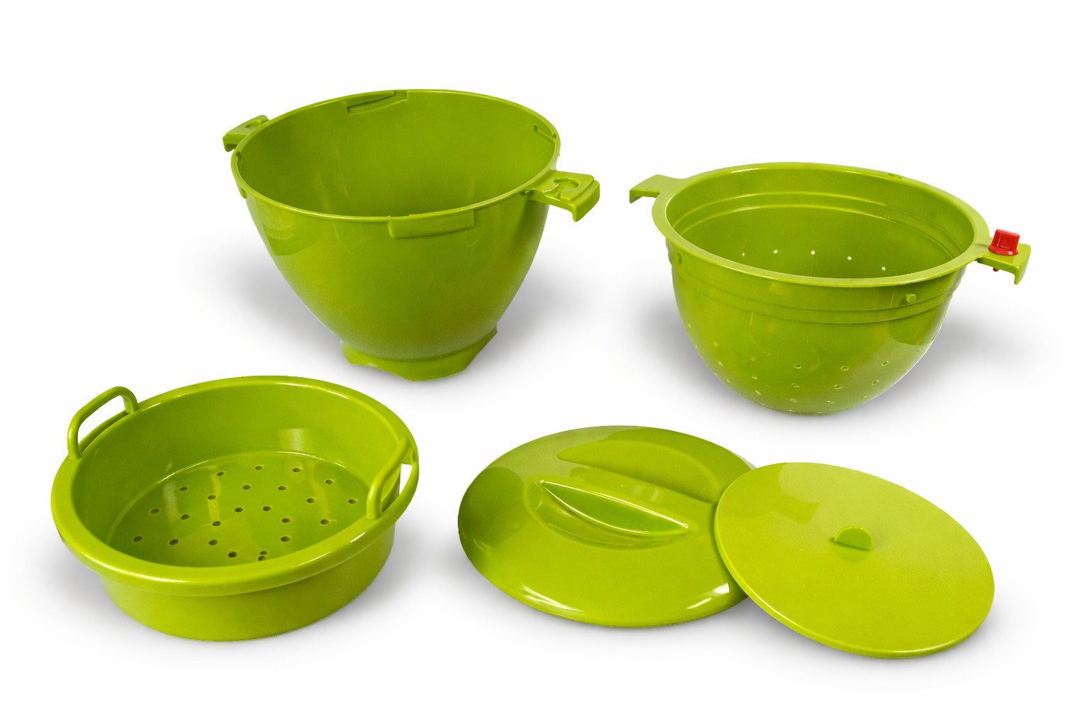 Kaiser24 Kochtopf Mikrowellen Kochtopf Set 5tlg Dampfgaren mit Siebeinsatz Ventil