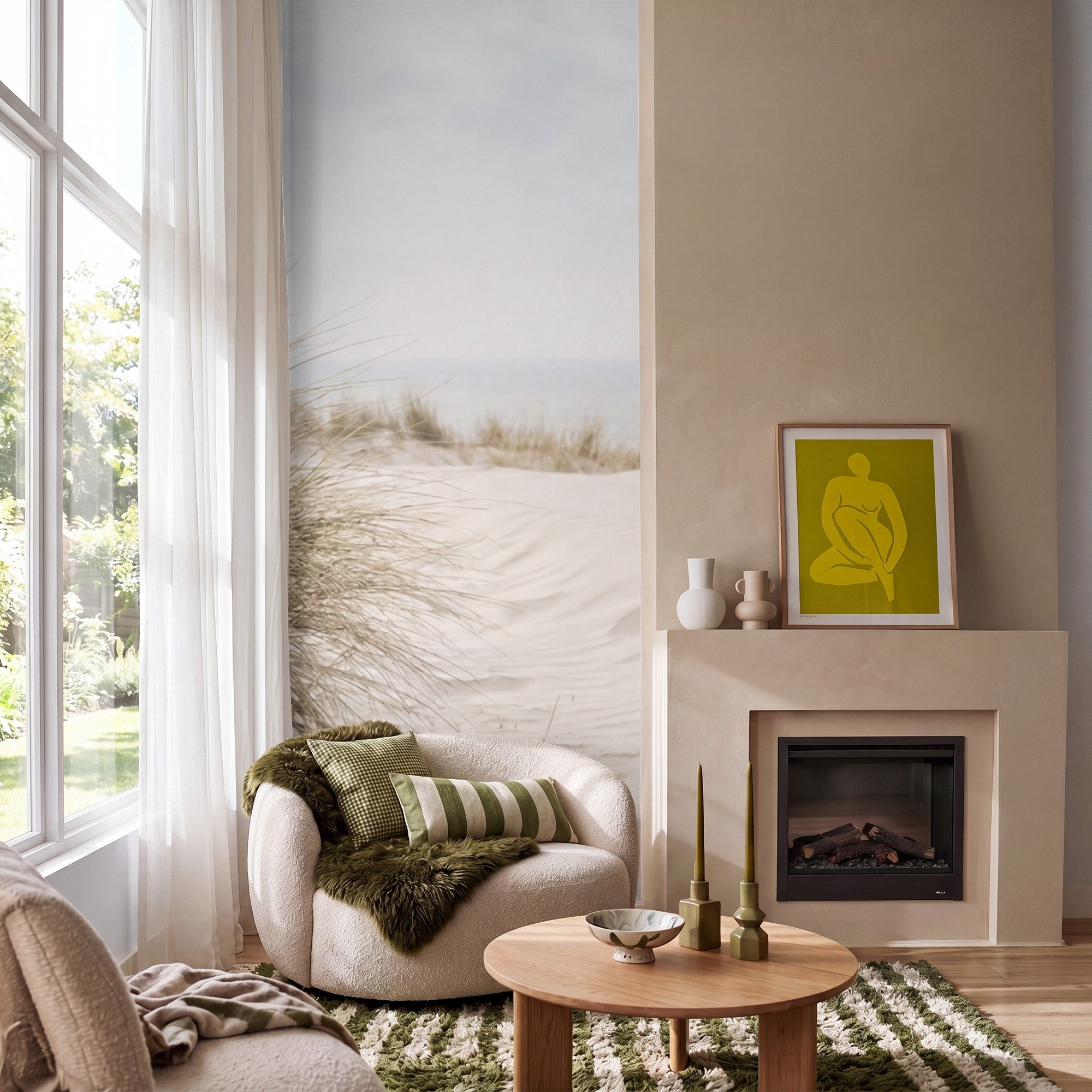 OnlyWow Fototapete Wolken - Dünenlandschaft - Sand, Matt, bedruckt, Schlafzimmer, Küche, Vliestapete, Modern 100x240cm