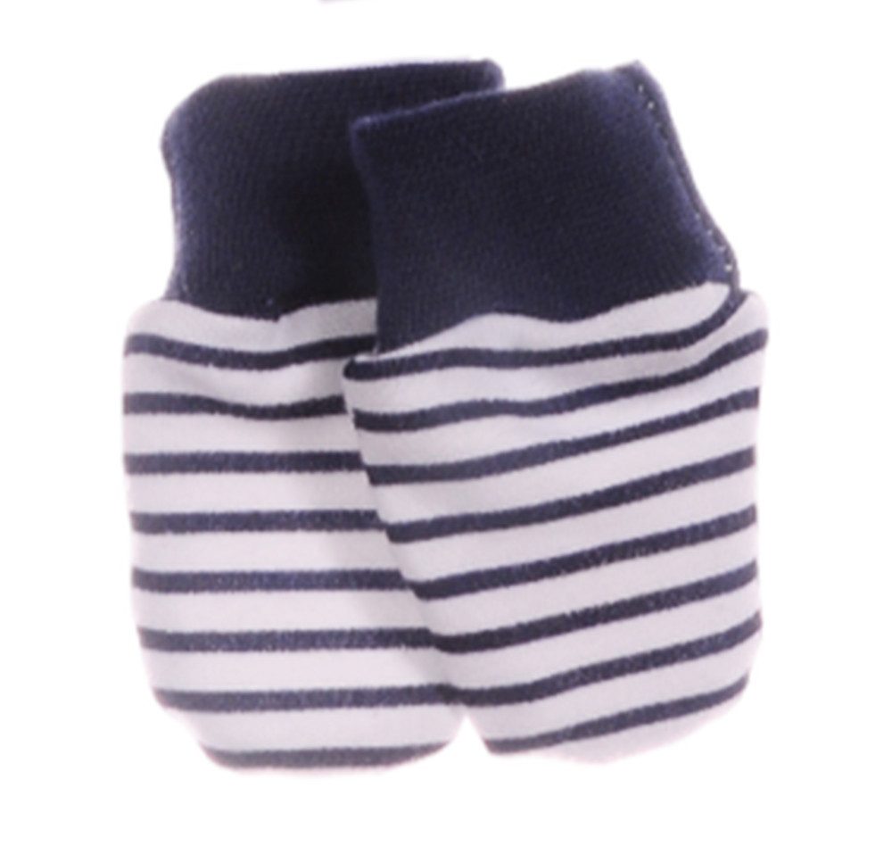 La Bortini Erstlingsmütze Mütze und Kratzhandschuhe Baby Set Knotenmütze Fäustlinge aus Baumwolle, gestreift, 32 34 36 38 40 42