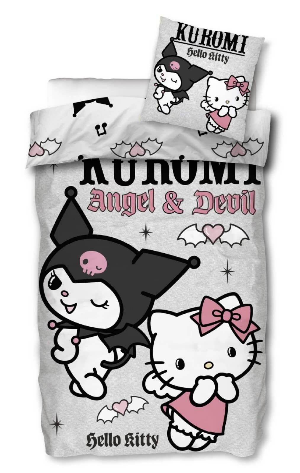 SkyBrands Bettwäsche Kuromi & Hello Kitty - 2 x Bettwäsche-Set Doppelpack, 135x200 & 80x80, Baumwolle, 100% Baumwolle – Bild 4 von 5