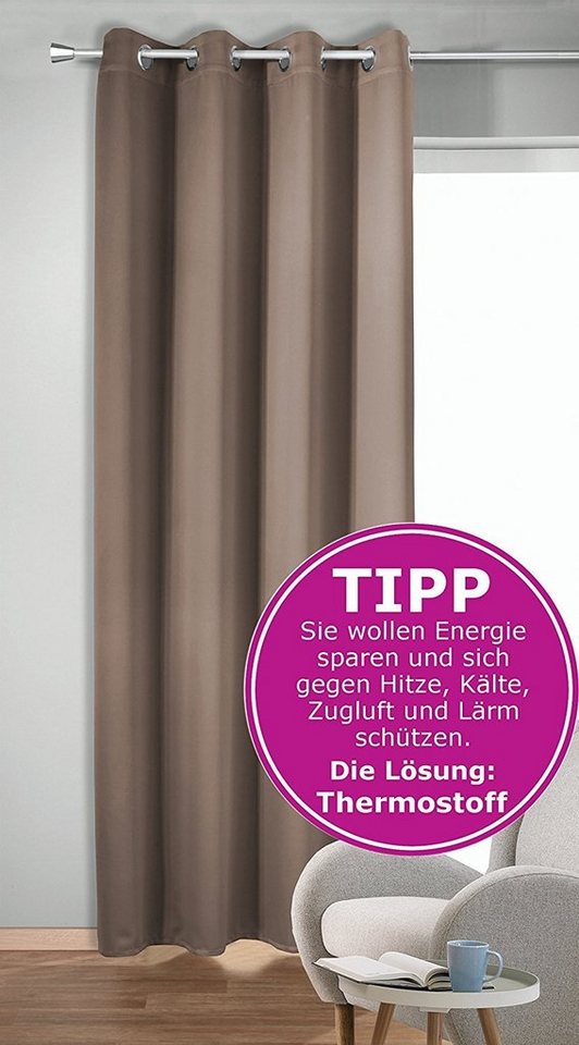 Vorhang nach Maß Verdunkelungsvorhang XXL TAUPE mit ÖSEN bis 350 cm lang,  novumfix, verdunkelnd, energiesparend, verdunkelnd