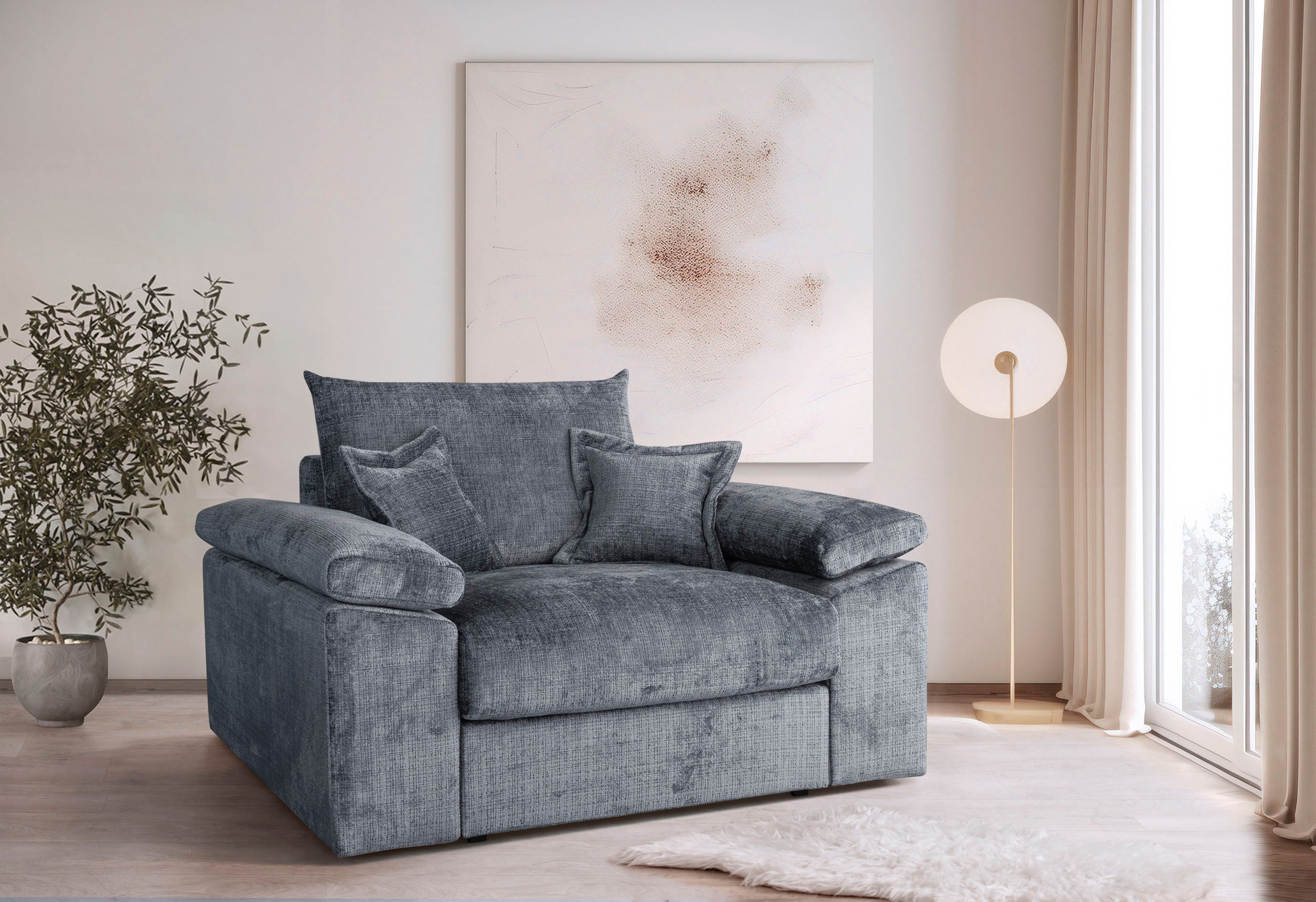 OTTO home XXL-Sessel Soft&Cosy, B: 151 cm - OTTO. Verlässliche Qualität., Mega-Sessel, Cord oder Chenille-Struktur,mit 2 Zierkissen
