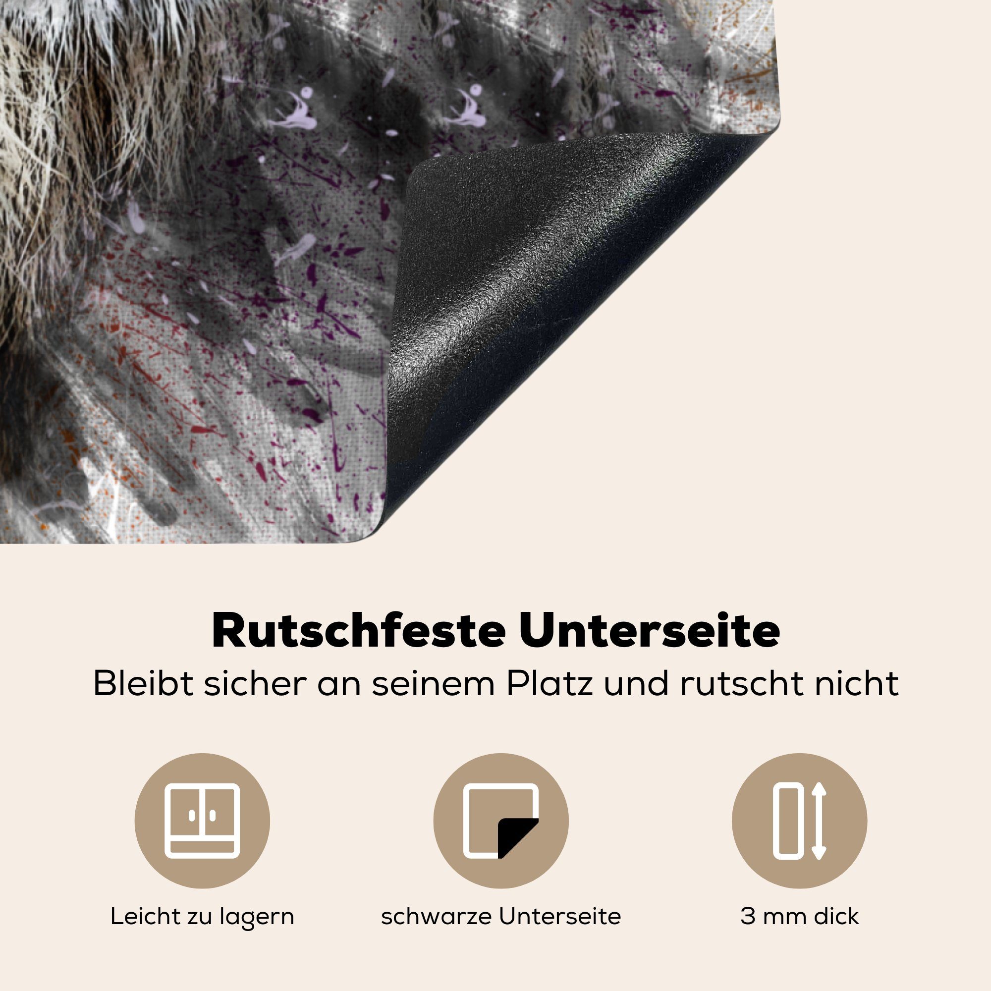 MuchoWow Herdblende-/Abdeckplatte küche - Farben, cm, (1 Löwe 78x78 - Muster Ceranfeldabdeckung, tlg), für Vinyl, Arbeitsplatte