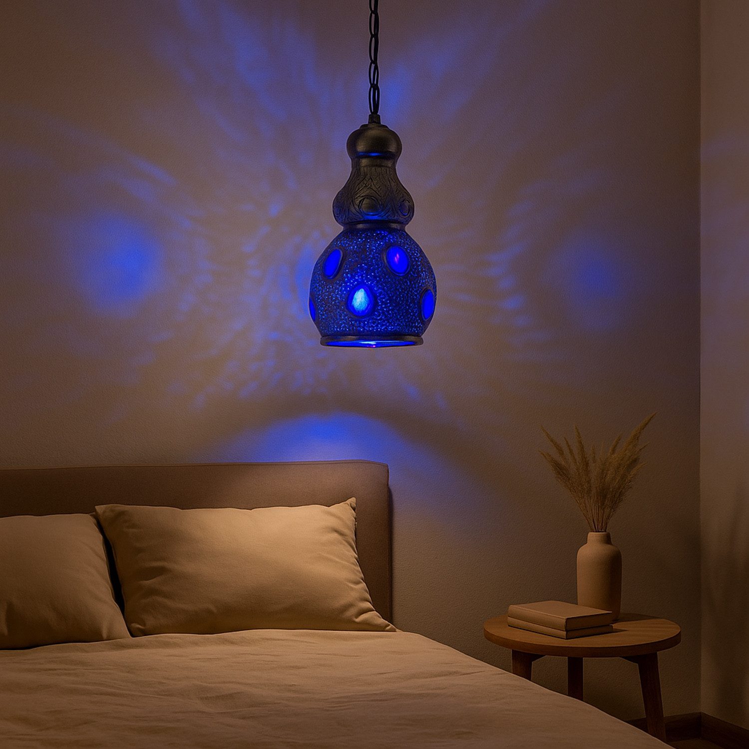 Marrakesch Orient & Mediterran Interior Pendelleuchte Marokkanische Esstischlampe Aissata modern aus Messing in Silber 27 cm, ohne Leuchtmittel, Handarbeit