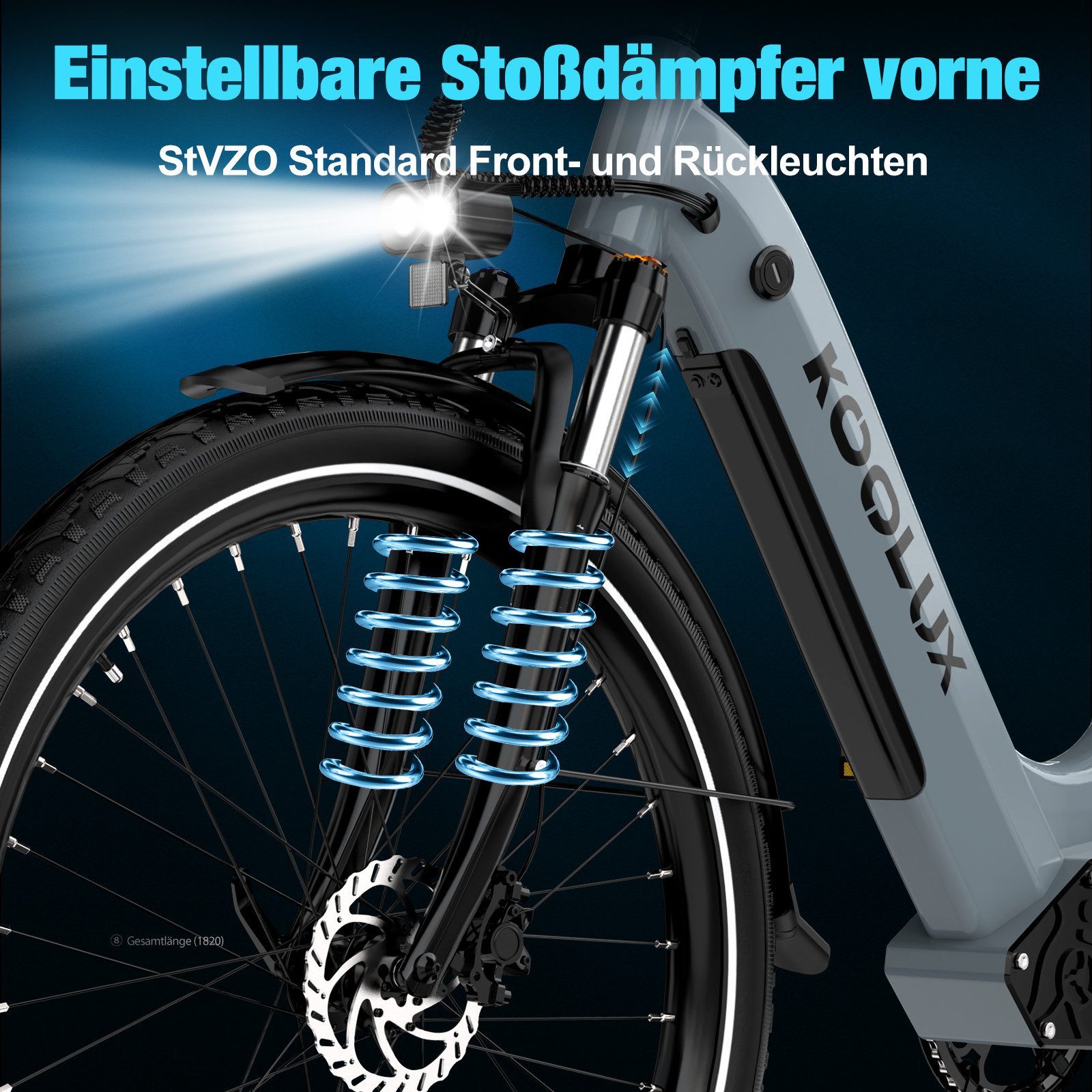 KOOLUX E-Bike Elektrofahrrad für Damen/Herren Reichweite 65-90 km elektro-cityrad, Heckmotor, 720 Wh, 27,5" Elektrofahrrad 7-Gang Shimano 48V15AH Herausnehmbare Batterie