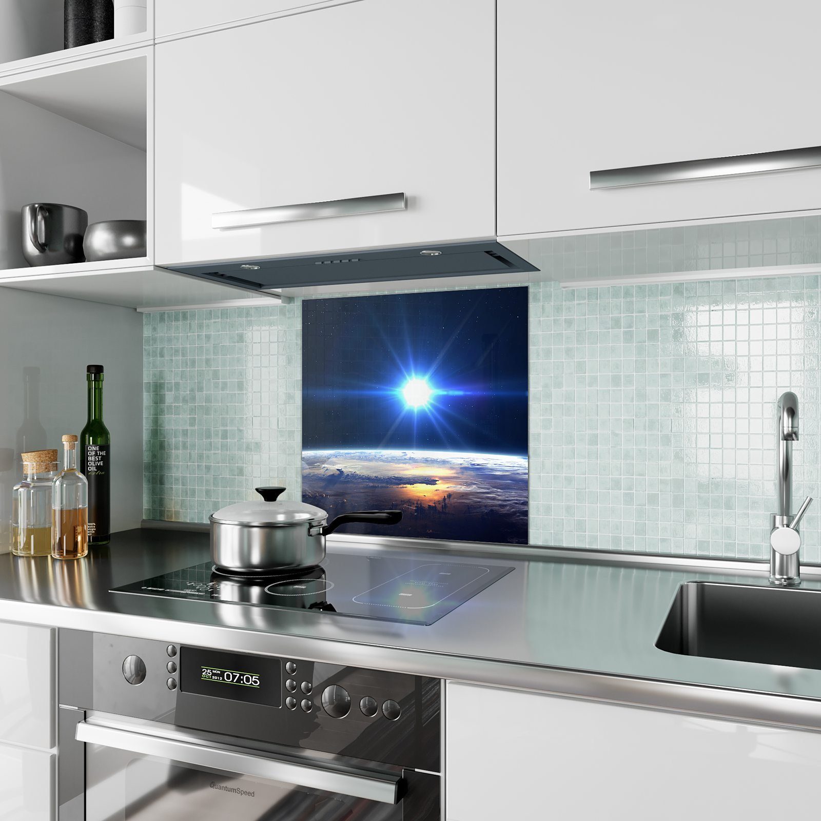 Die Spritzschutz mit Glas Motiv Primedeco Weltkugel Küchenrückwand Küchenrückwand