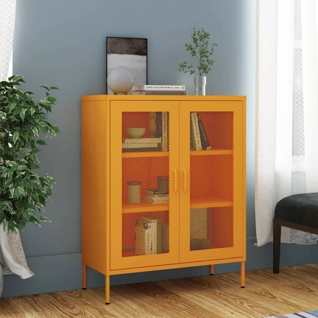 vidaXL Vitrine aus Stahl in Senfgelb (L/B/H: 80x35x101 cm)
