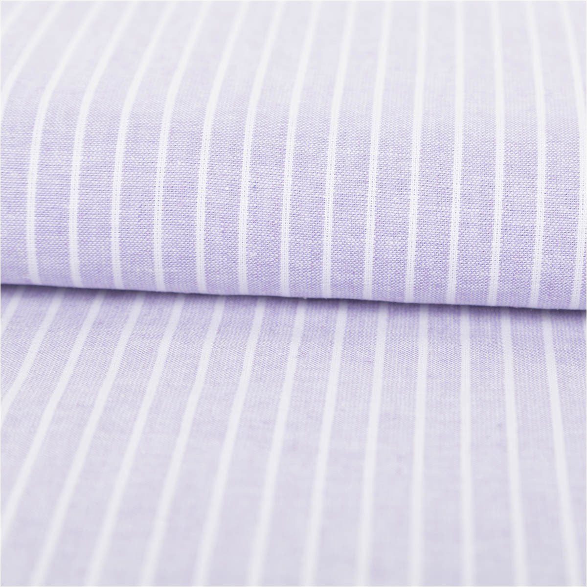 SCHÖNER LEBEN. Stoff Leinen-Baumwollstoff Meterware Chambray Streifen meliert flieder 138cm, atmungsaktiv