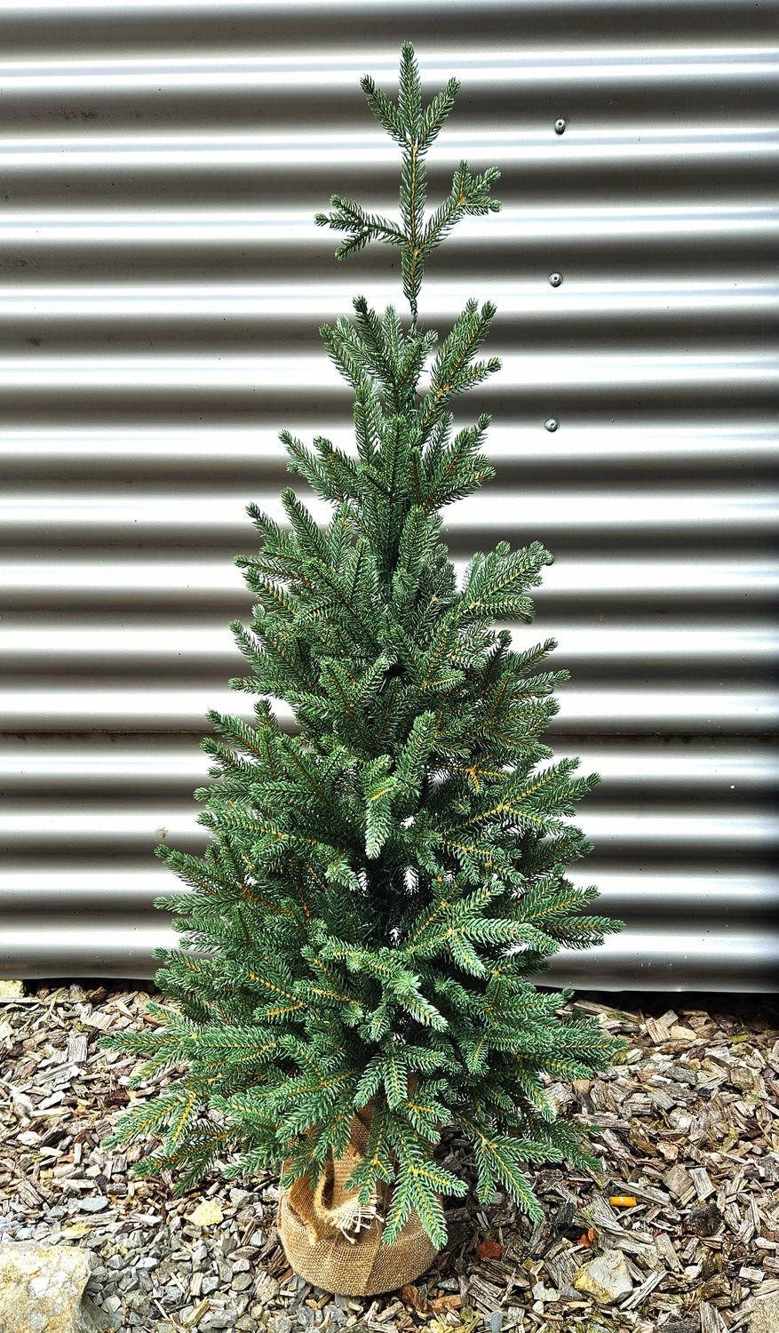 artplants Künstlicher Weihnachtsbaum Kunstbaum Fichte STORNYN im Jutesack, 90cm