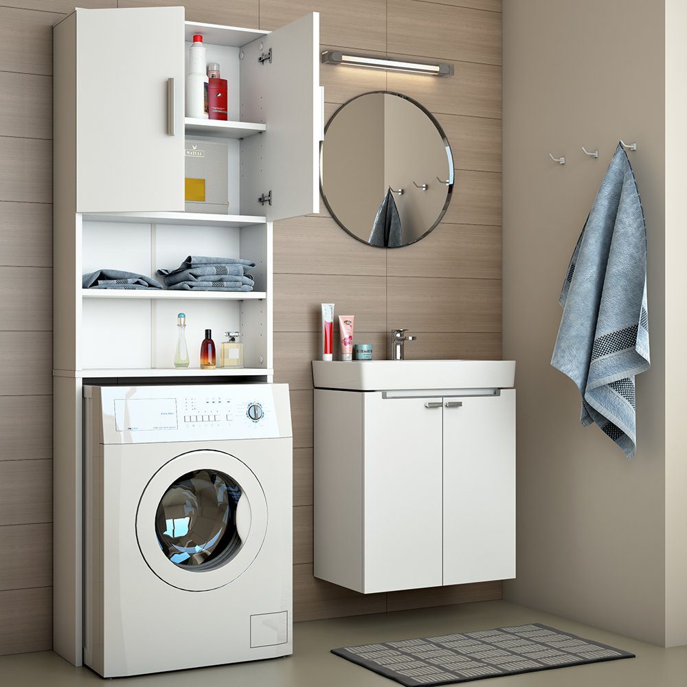 Vicco Waschmaschinenumbauschrank »Waschmaschinenschrank 190 x 64 cm Weiß -  Badregal Regal Hochschrank für Waschmaschine Trockner« online kaufen | OTTO