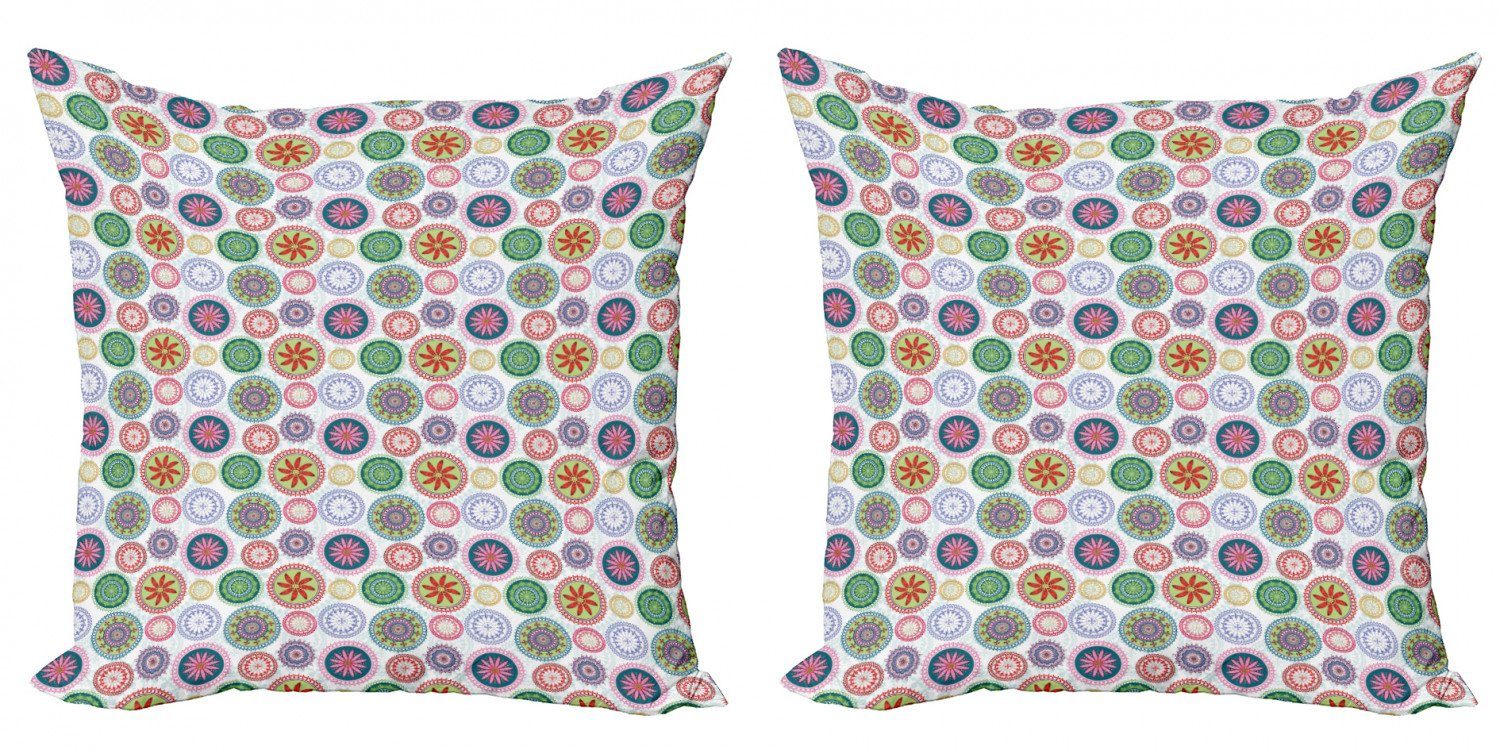Kreise Abakuhaus Kissenbezüge Mandala Doppelseitiger verzieren (2 Stück), Modern Vintage Accent Digitaldruck,