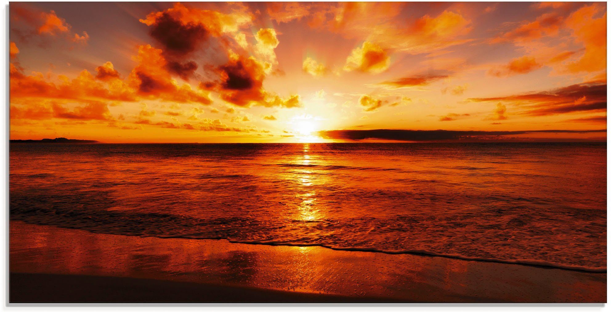 Artland Glasbild Schöner Sonnenuntergang Strand, Gewässer günstig online kaufen