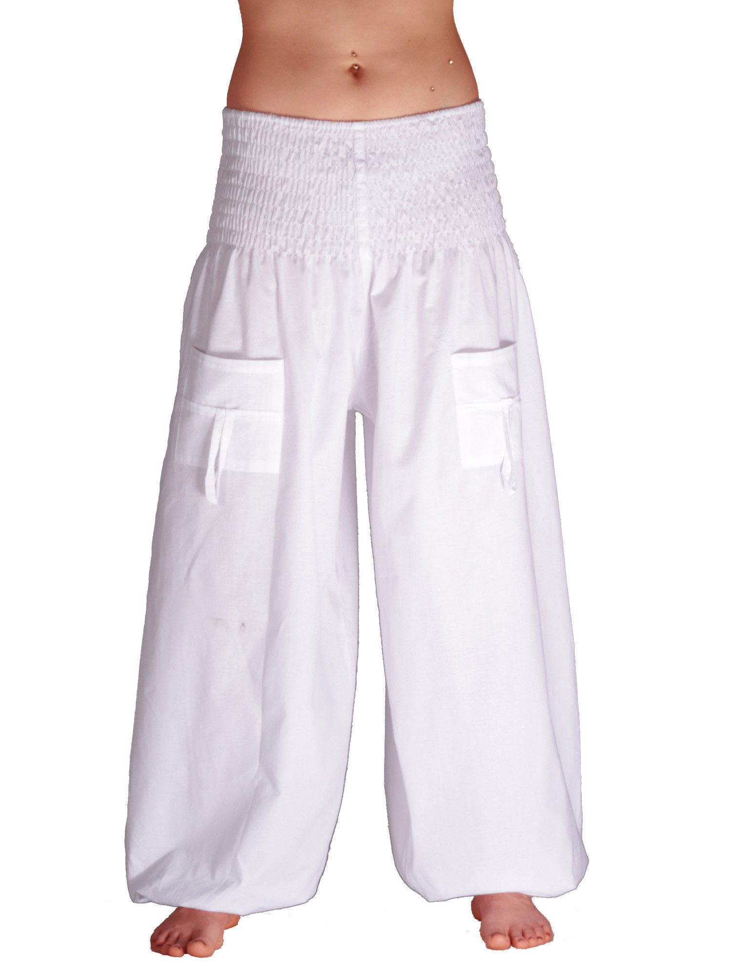 Leucht-Welten Pumphose Pumphose für Damen und Herren mit Taschen Weiß für Damen wie Herren