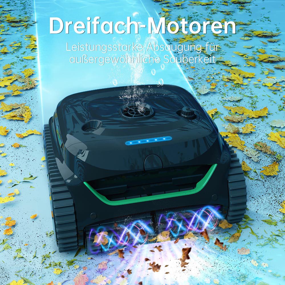 WYBOT Poolroboter C2 Akku-Pool-Staubsaugerroboter, Wand- und Wasserlinienreinigung, Doppelte Reinigungsfiltration für Einbaupools bis zu 150 m²