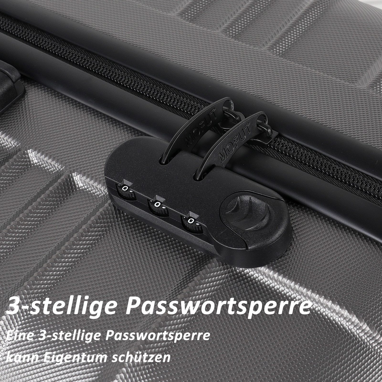 MoFut Koffer Zwillingsrollen Reisekoffer Koffer Trolleys Hartschale (M/L/XL), 4 Rollen, Trolley Handgepäck Große Kapazität mit 4 Rollen und Zahlenschloss