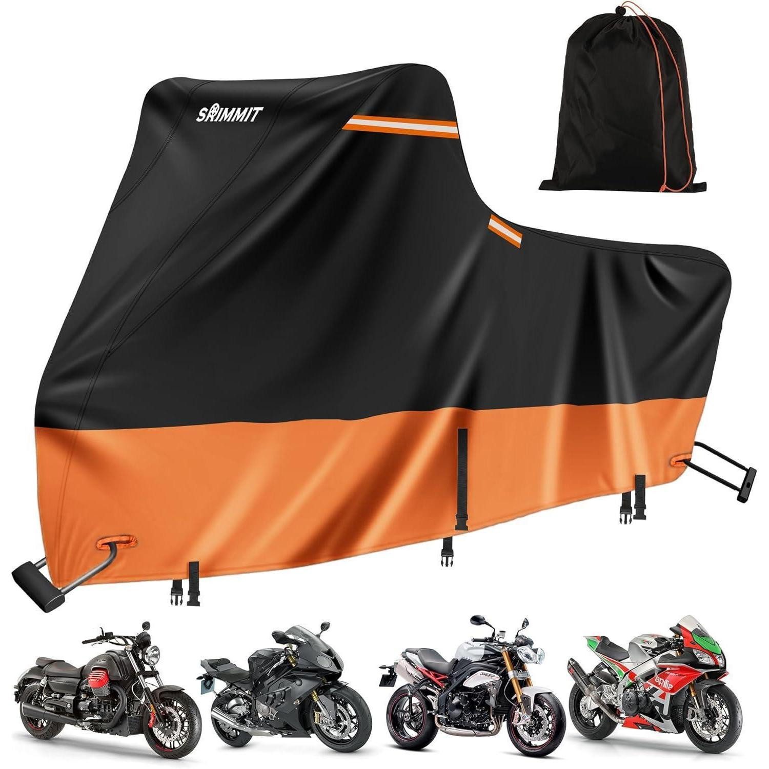 LuxusKollektion Schutzplane Motorradabdeckung 3XL Schwarz-Orange