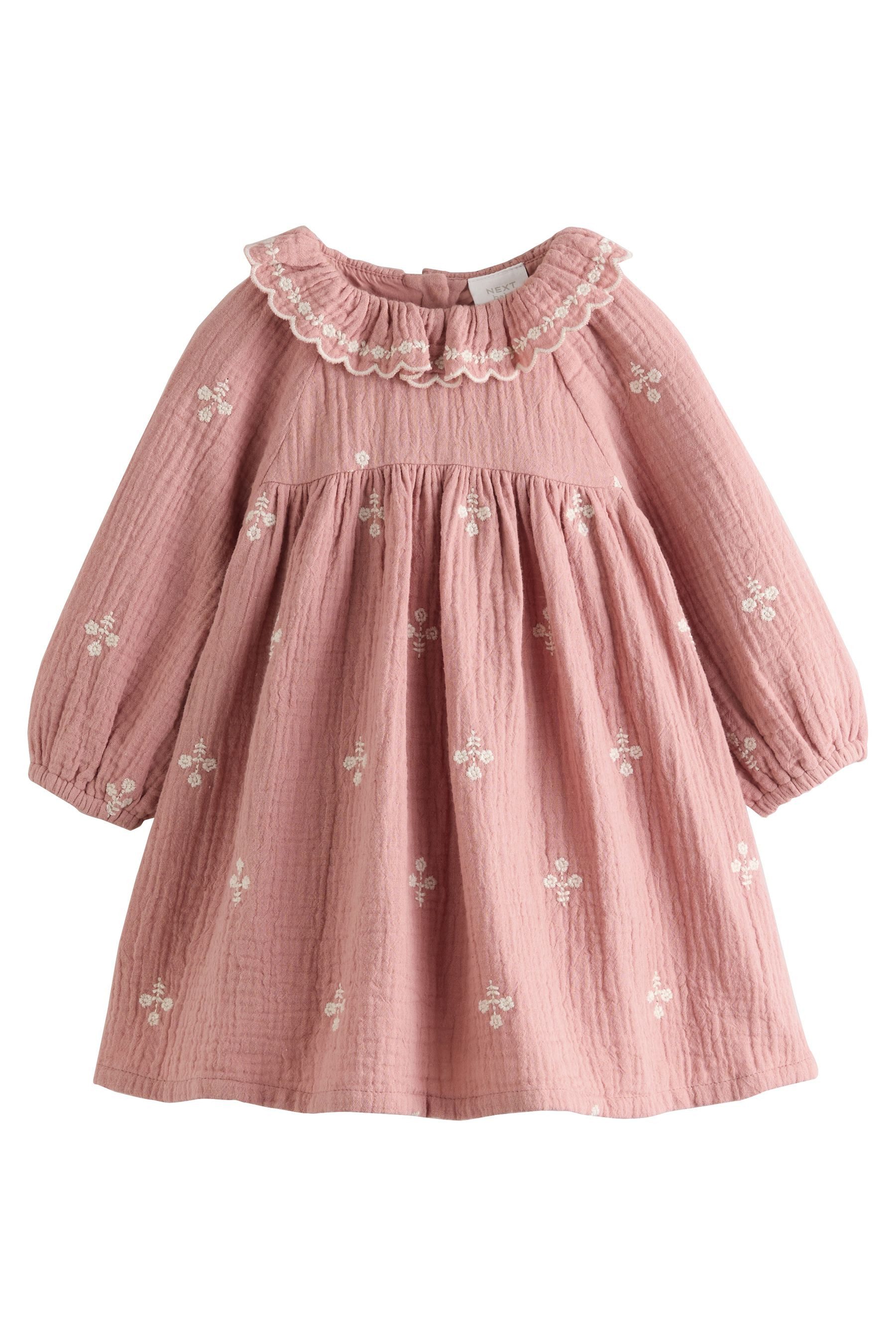 Next Blusenkleid Baby Langärmeliges Kleid mit Stickerei (1-tlg)