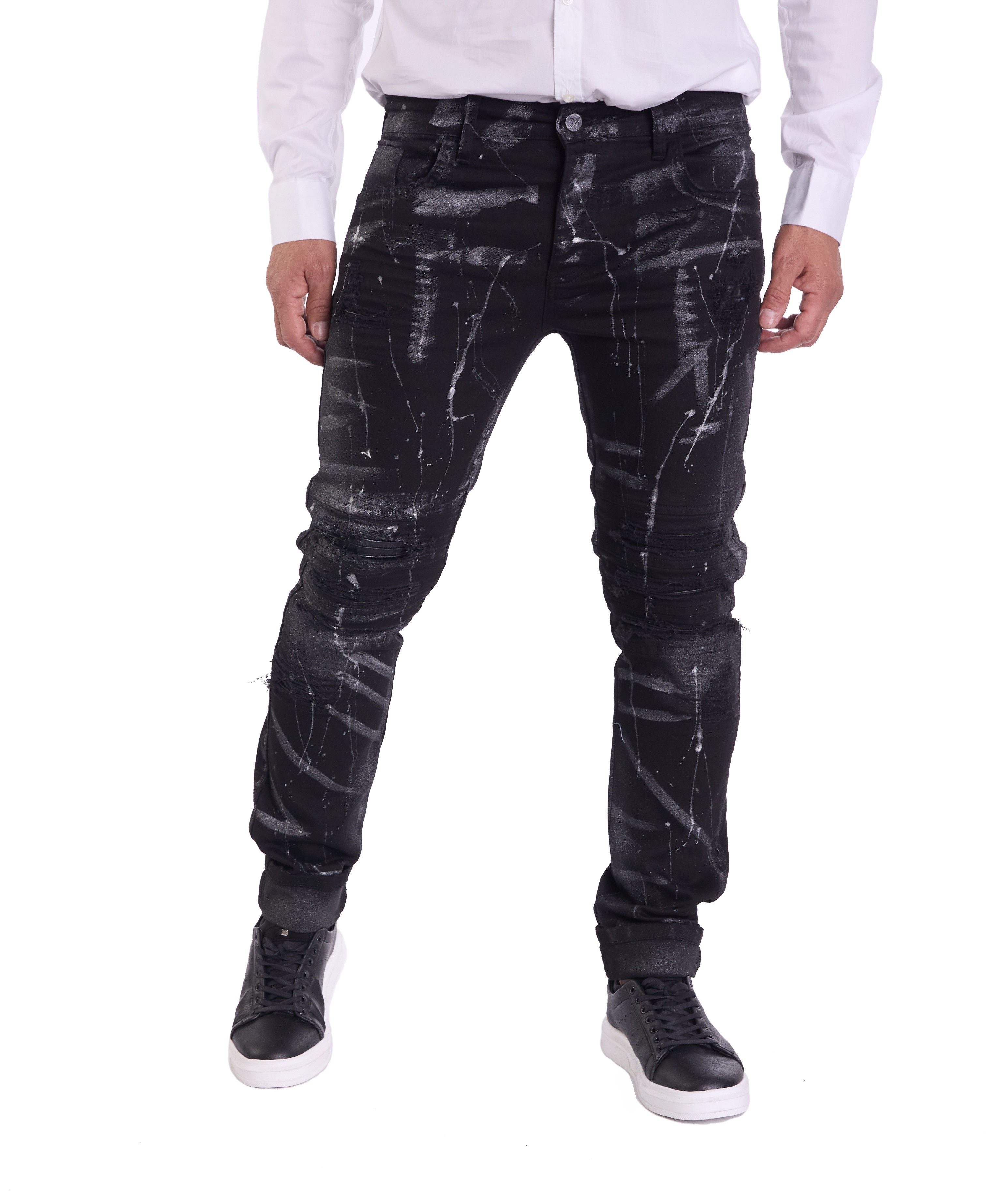 KINGZ Slim-fit-Jeans Lässige Batik Herren Biker günstig online kaufen