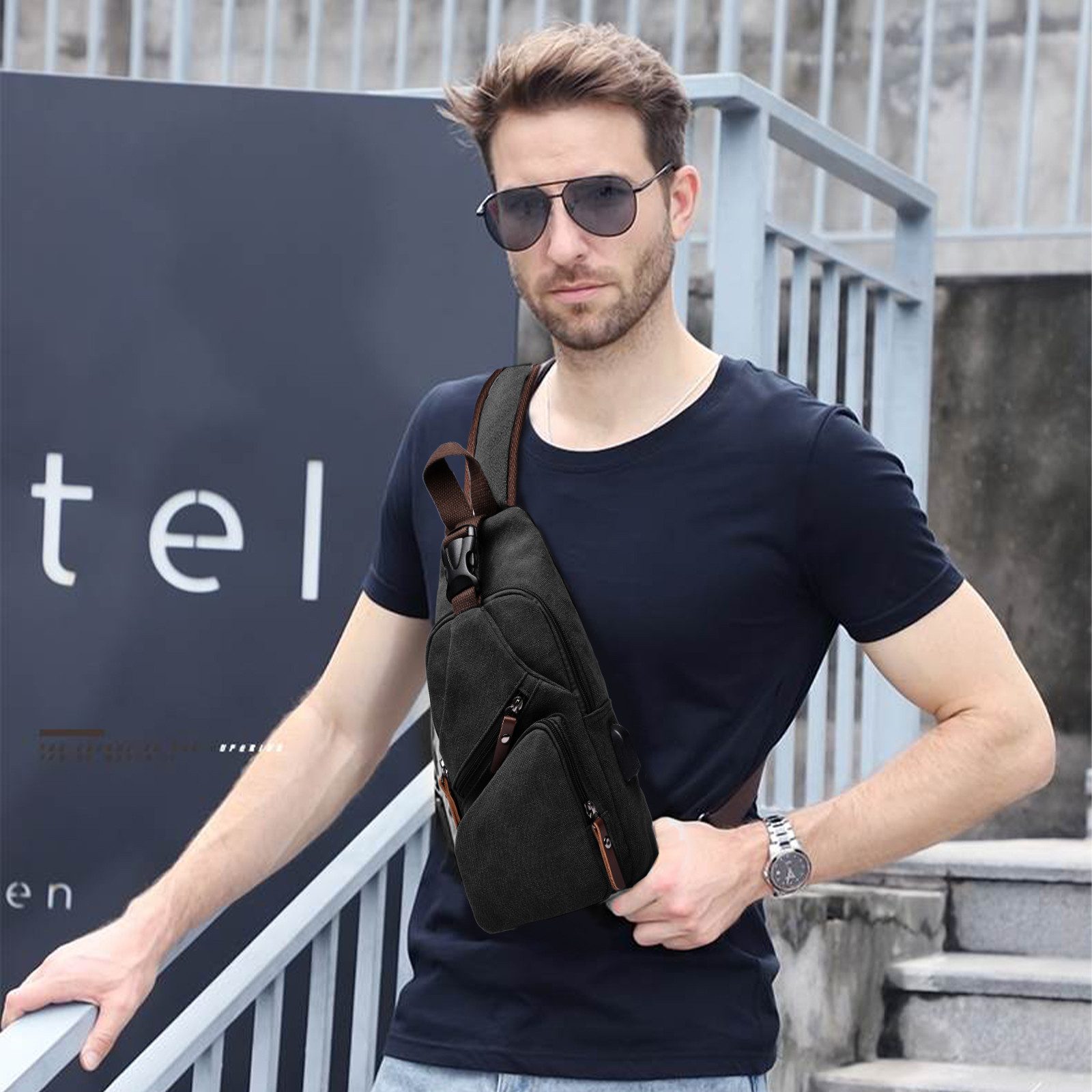 TAN.TOMI Umhängetasche Brusttasche Herren, Schultertasche Herren günstig online kaufen