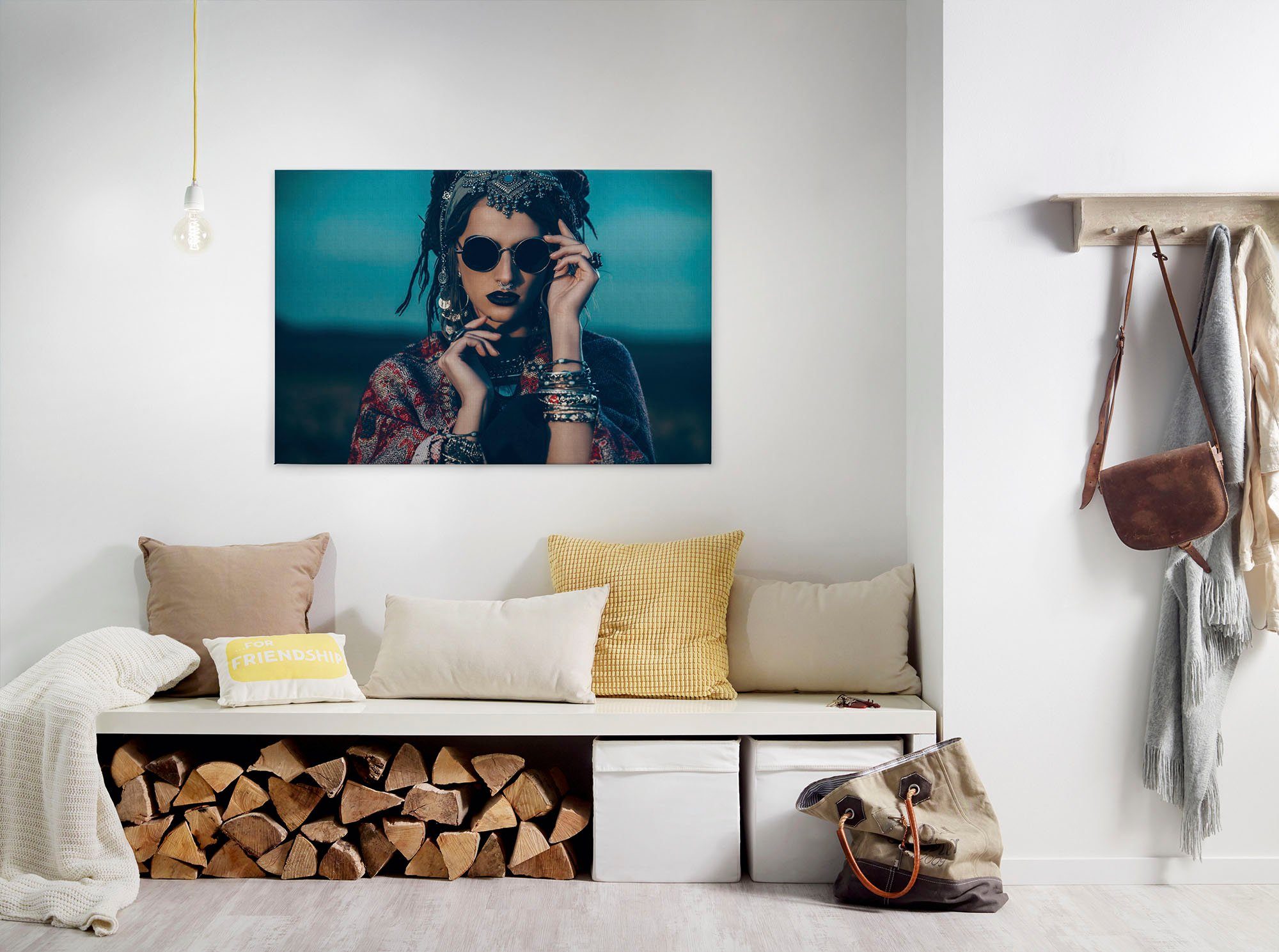 A.S. Création Leinwandbild la bohème, Kinder, Kunst, Personen (1 St), Keilrahmen Bild Boho Stil Frau Leinwand-Bild Wohnzimmer modern Kinder