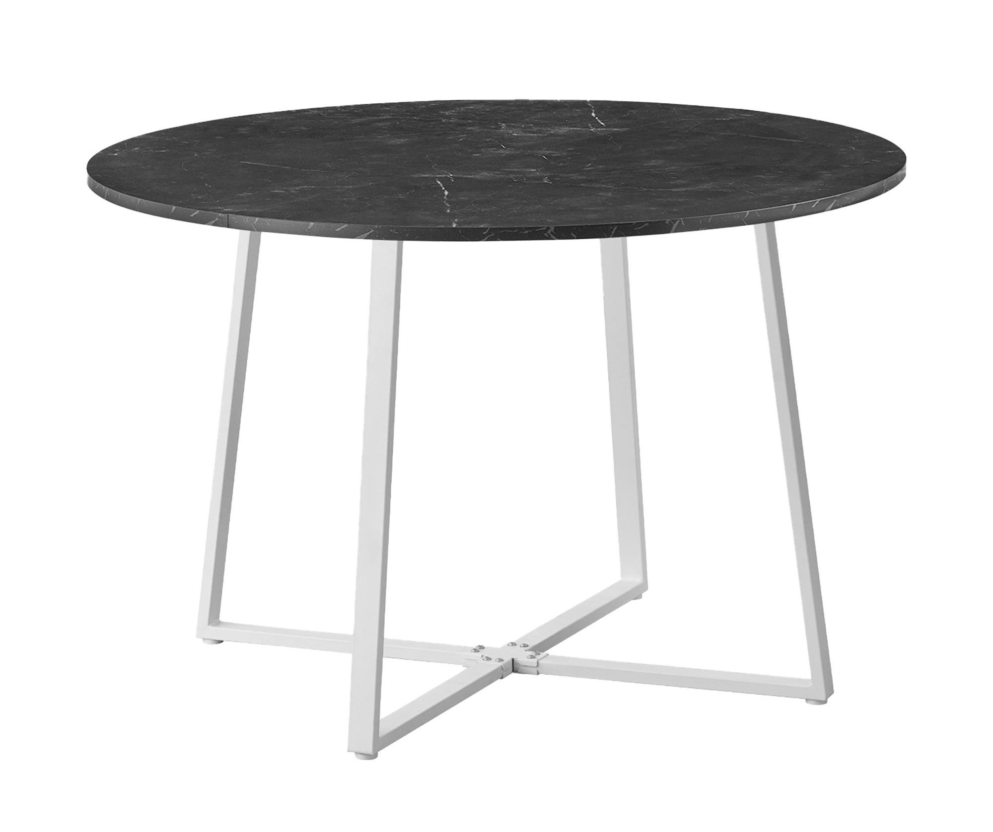 B&D home Esstisch TILL, Esszimmer Tisch rund, Küchentisch, ausziehbar oder fest, 115-145 cm ausziehbar oder 110 cm fest, Metallgestell in Schwarz/Weiß