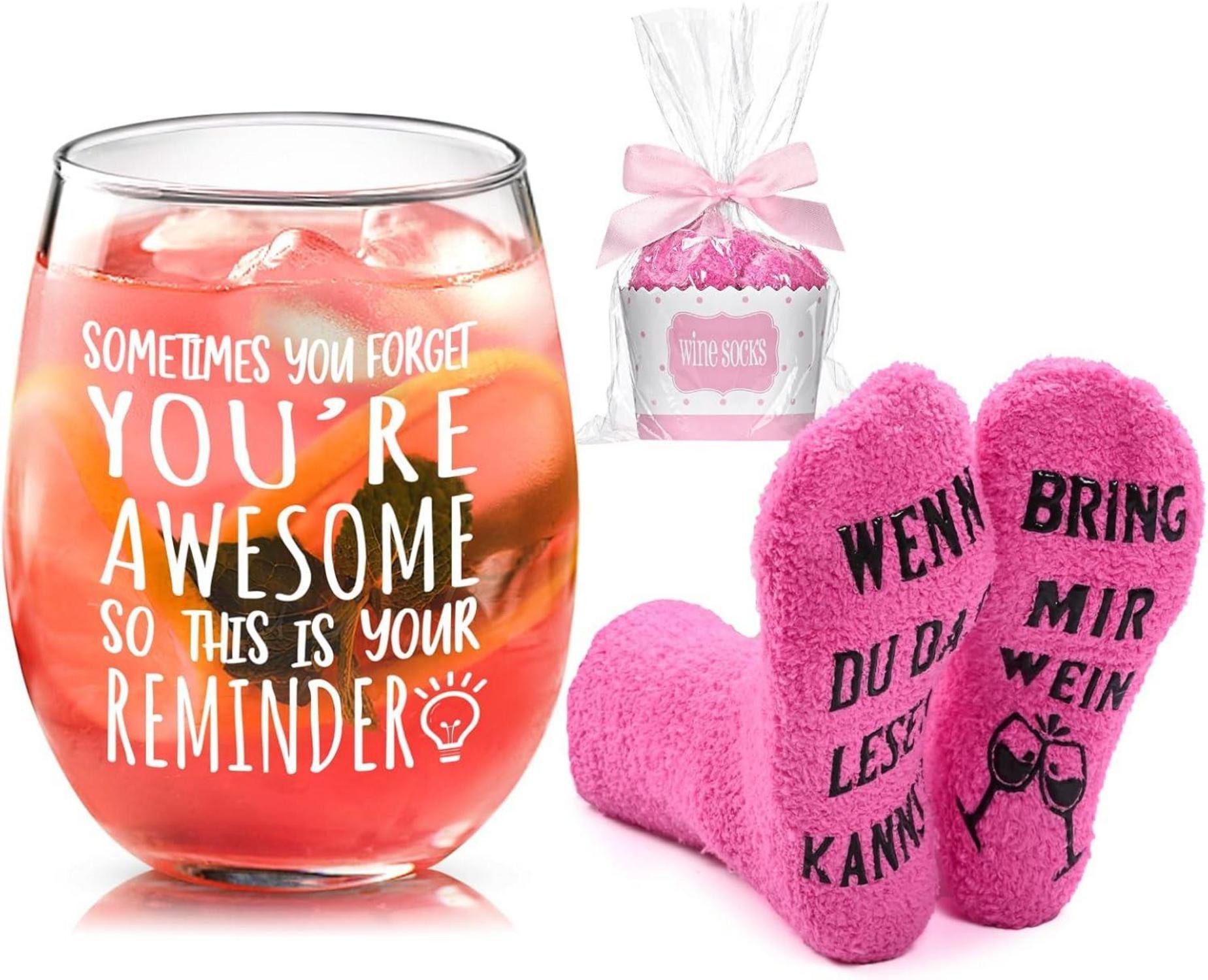 LuxusKollektion Weinglas Weinglas mit Lustigen Socken Set, Geschenk Freund Geburtstag Femmer
