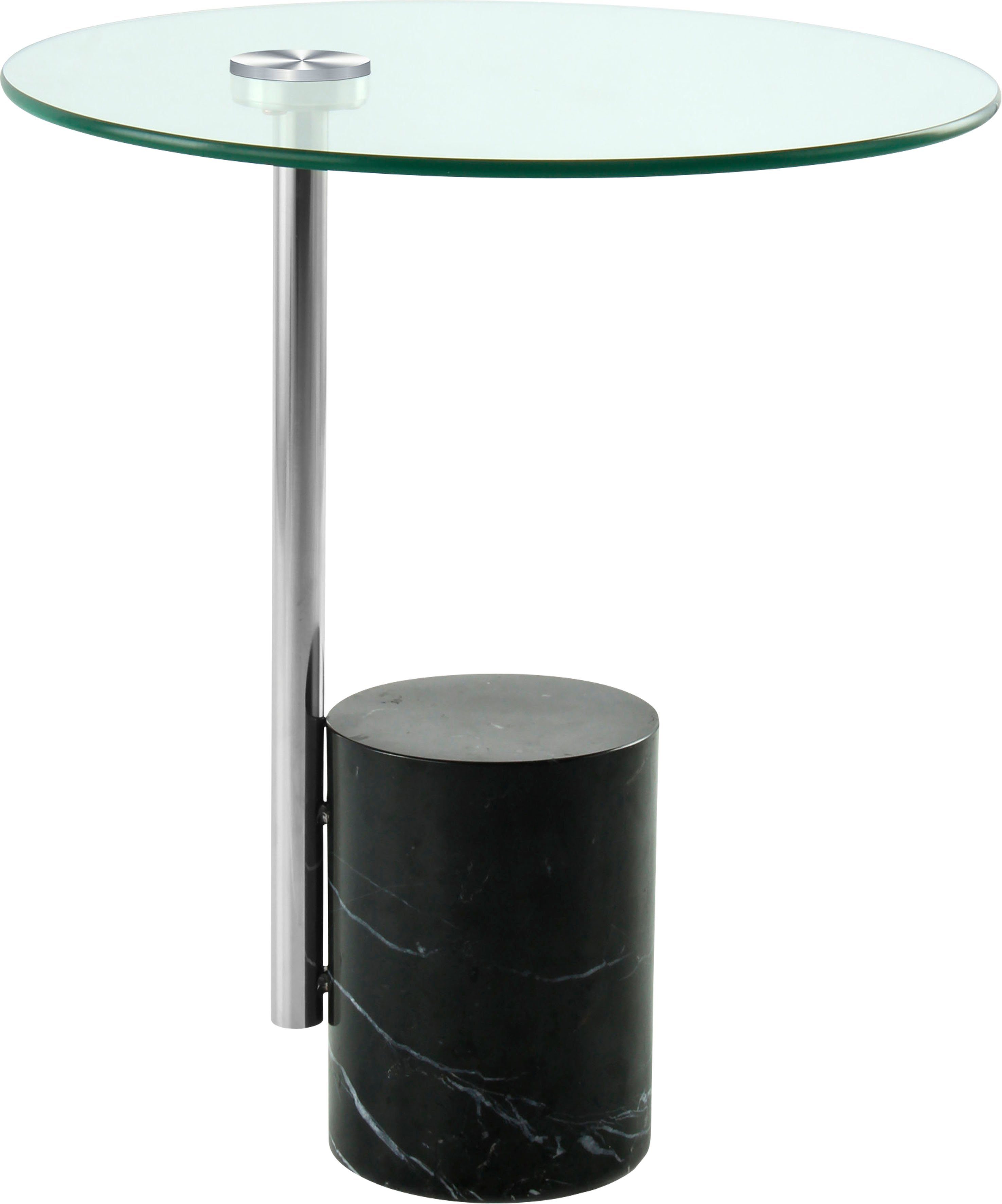 Kayoom Beistelltisch Beistelltisch Rosario 525, Tischgestell in Metall-Marmor-Kombination, Sockel Ø 17 cm silber/schwarz | schwarz
