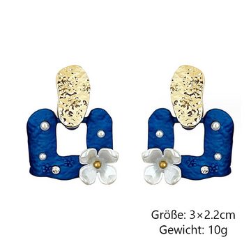 LAKKEC Paar Ohrhänger Paar quadratische Vintage-Ohrringe mit Perlen Damenschmuck, Blumen-Ohrringe