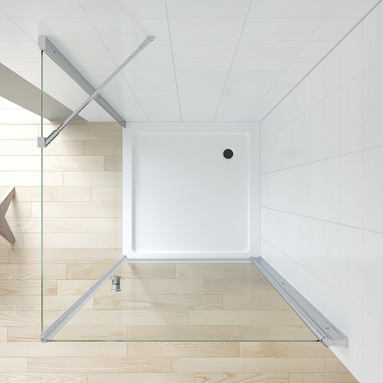 AQUABATOS Eckdusche Eckeinstieg Dusche Duschkabine für Duschwanne mit Drehtür, BxT: 85x80 cm, Einscheibensicherheitsglas, Pendeltür Duschabtrennung Schwingtür Duschwand Duschtür mit Seitenwand Sicherheitsglas, variabler Verstellbereich, barrierefrei einbaubar, mit Hebe-Senk-Mechanismus, links und recht montierbar, Spritzwasserschutz, Höhe: 187 cm