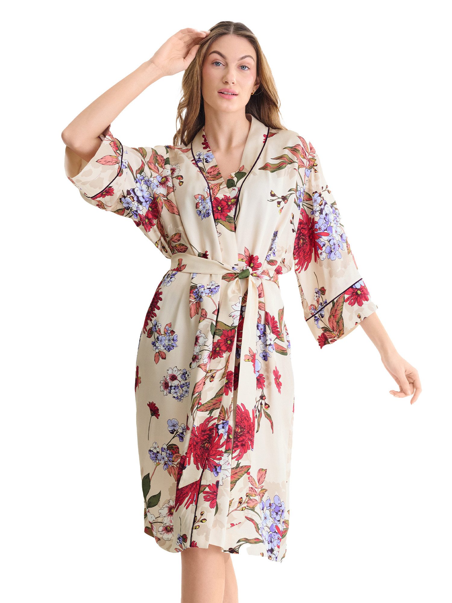 Lisca Morgenmantel Morgenmantel - 115 cm Tamara, mit Viskose, weiche Viskose, moderner Print Look