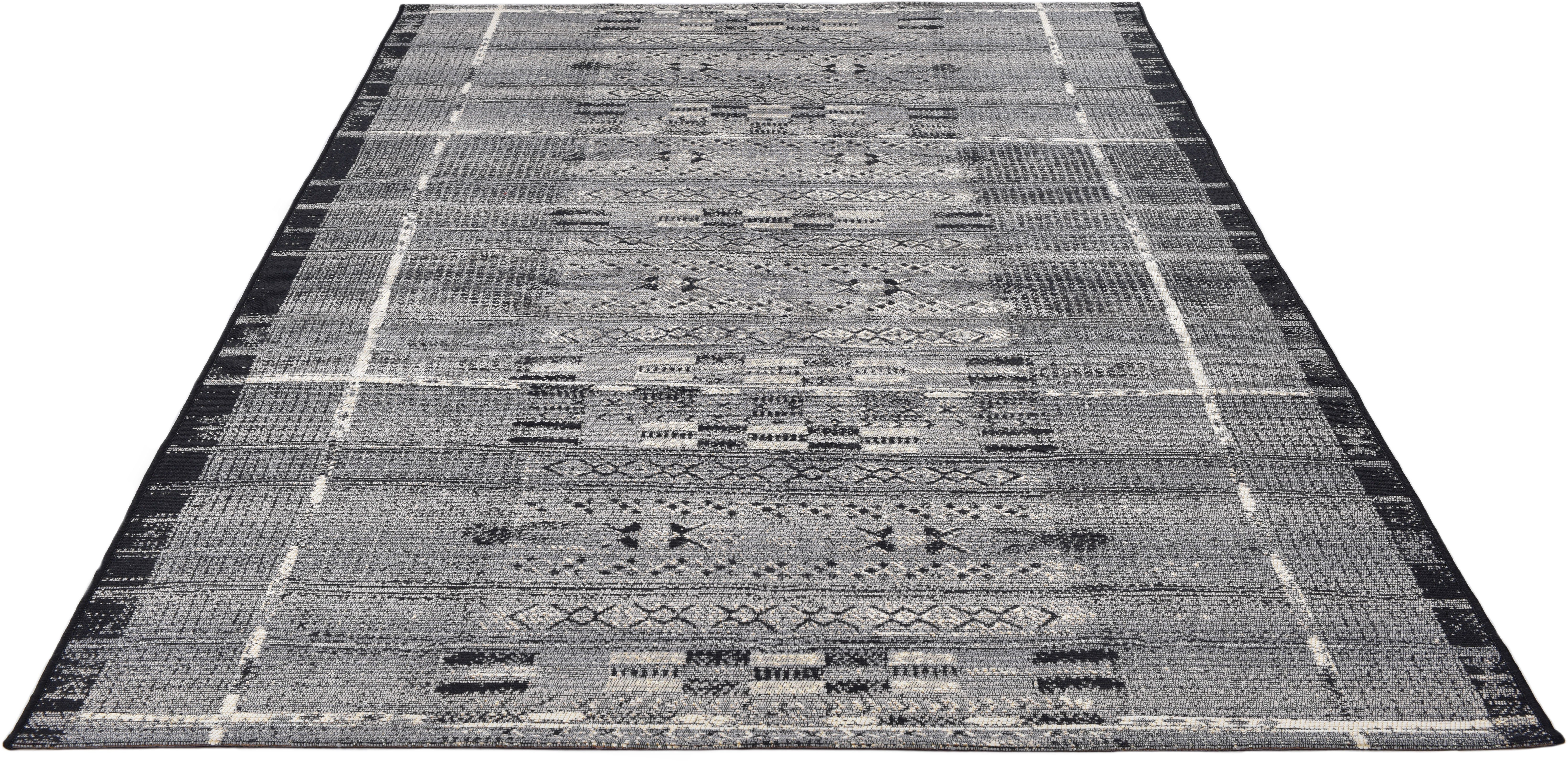 Teppich Outdoor-Africa grau Ethno geeignet und 38, 5 mm, Flachgewebe, Style, Gino Falcone, rechteckig, In- Höhe: Outdoor