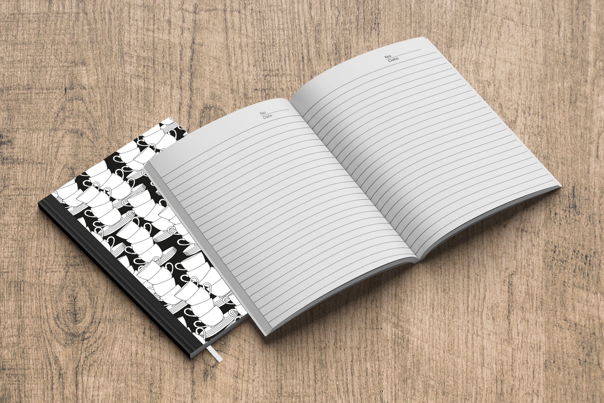 Haushaltsbuch Notizheft, Seiten, - Schwarz 98 A5, - Tagebuch, Weiß - Notizbuch Tassen Merkzettel, und Muster Journal, Tee, MuchoWow