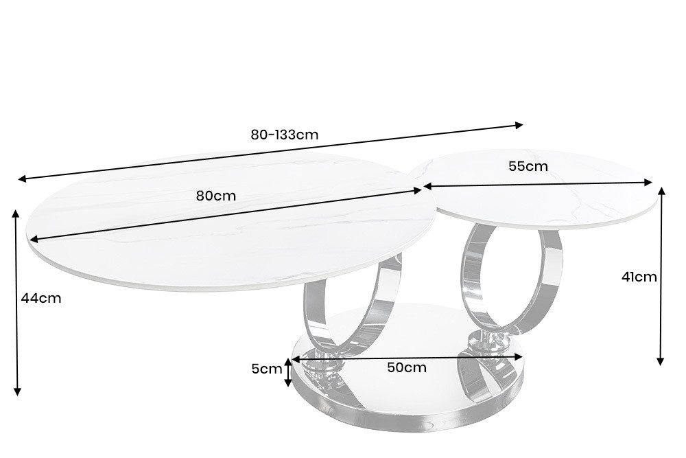 riess-ambiente Couchtisch DANCING RINGS rost/schwarz - rund, Travertin, Keramik, drehbar, Metall (Einzelartikel, 1-St), mit 2 Ebenen & Drehmechanismus – ideal f – Bild 4 von 5