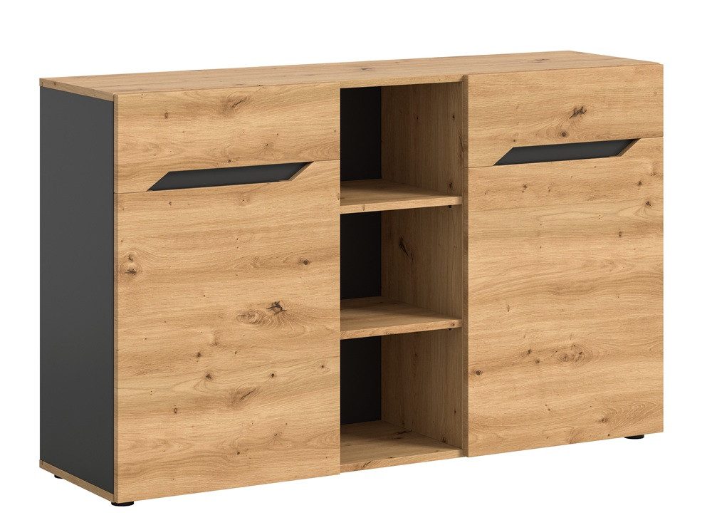 xonox.home Sideboard Kommode Caserta, Artisan Eiche / Basalt Grau, ohne Beleuchtung